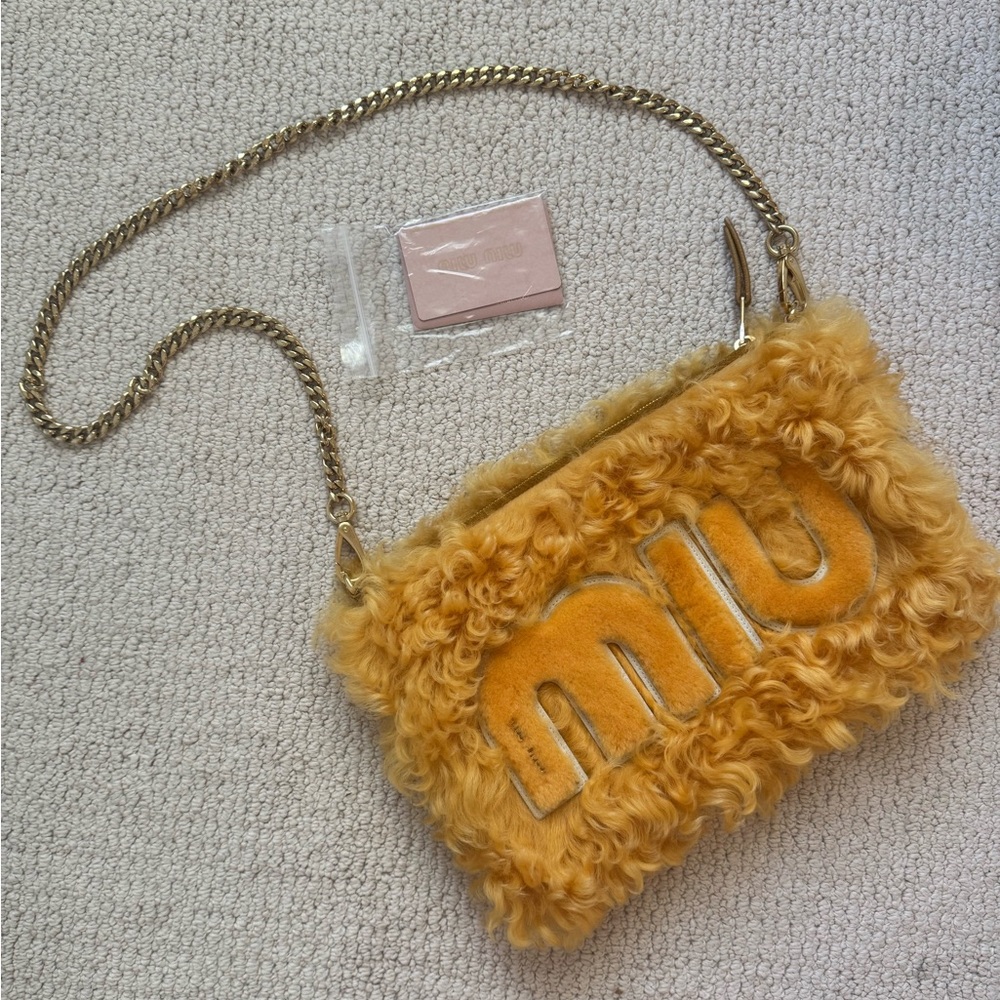 Miu Miu Orange Shearling Shoulder Bag